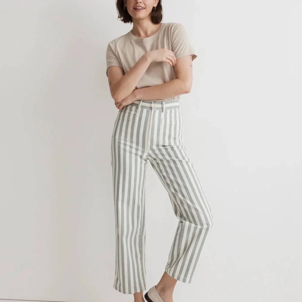 Emmett 2.0 Wide-Leg Crop Pants in Stripe: Patch-Pocket Edition 〰️ Madewell - Picture 1 of 3